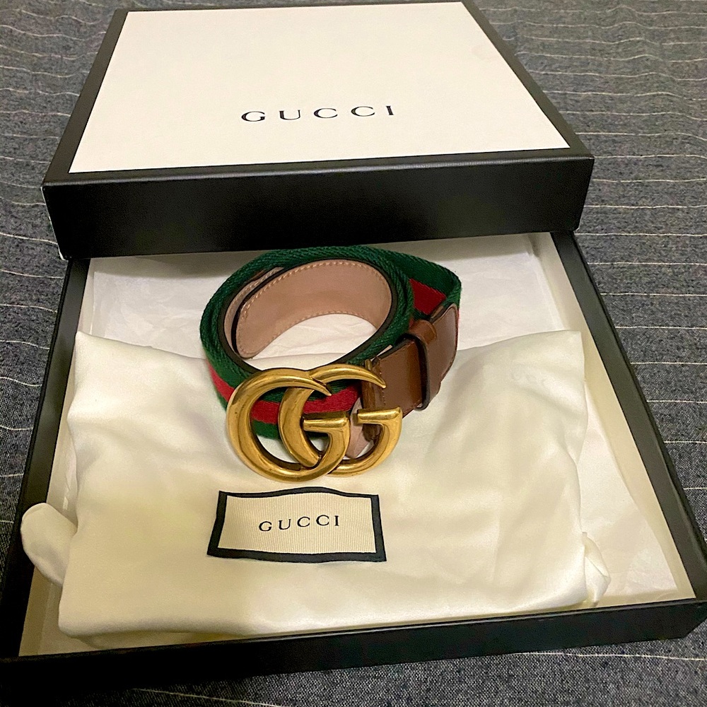 Gucci woman belt worh double G green size 90.36w